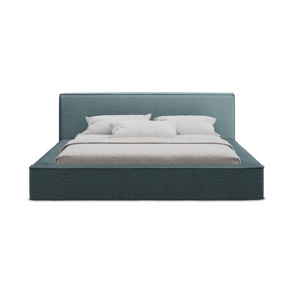 Letto matrimoniale imbottito blu con contenitore e rete inclusi 180x200 cm Noho – Makamii-image-4