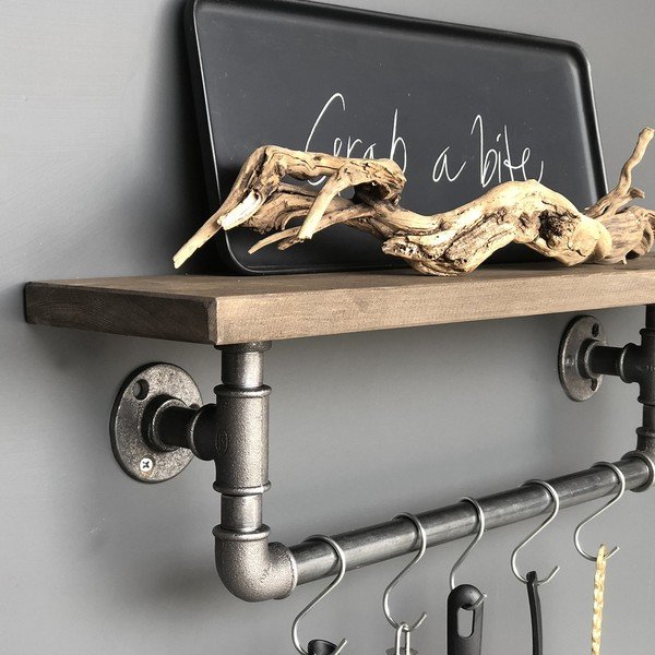 Mensola a muro in legno Raff Pipe - Evila Originals-image-3