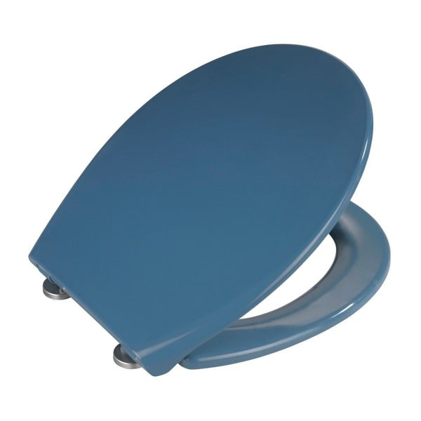 Sedile WC blu scuro con chiusura facilitata , 44,5 x 37,5 cm Samos - Wenko-image-1