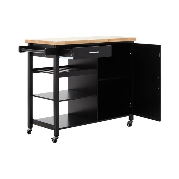 Isola da cucina in legno di cauciù massiccio su ruote 48x105 cm Frankfurt – Premier Housewares-image-4