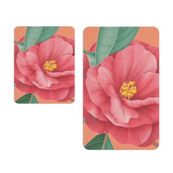 Tappetini da bagno rosa-arancio in set di 2 pezzi - Oyo Concept
