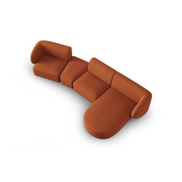 Divano angolare color terracotta (con penisola a destra/con chaise lounge) con rivestimento in ciniglia Paolo – Milo Casa-image-1