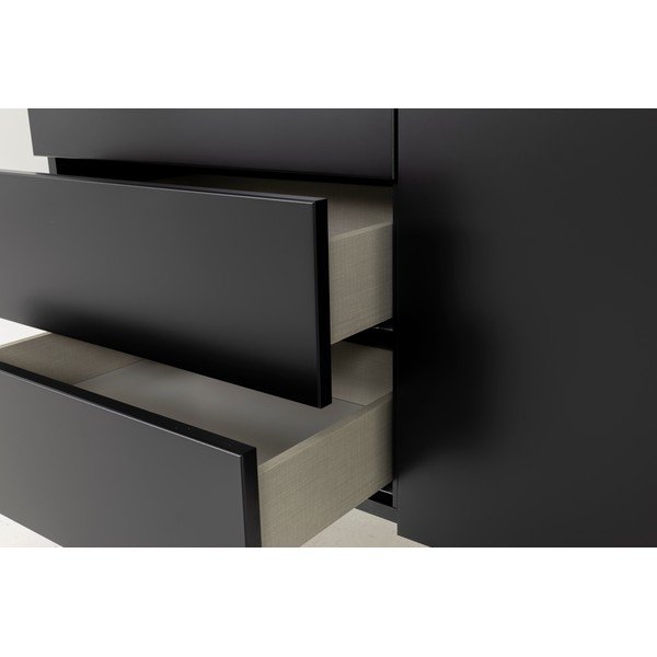 Cassettiera alta in noce in colore nero e naturale 120x133 cm Plain - Tenzo-image-1