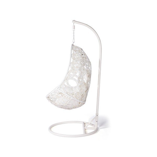 Poltrona sospesa bianco crema in rattan artificiale Palma - Le Bonom-image-1