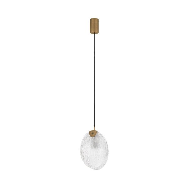 Lampadario LED color ottone in acciaio con paralume in vetro Shelina – Nova Luce