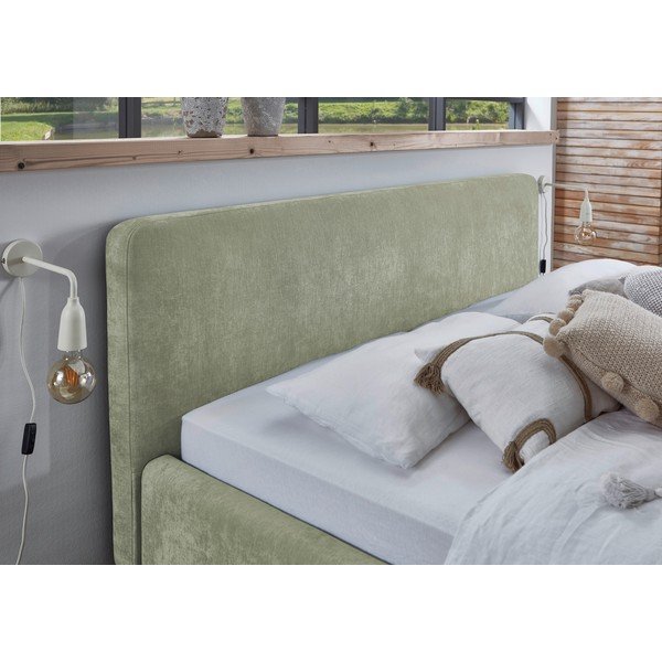 Letto matrimoniale imbottito verde chiaro rete non inclusa 160x200 cm Mattis – Meise Möbel-image-3