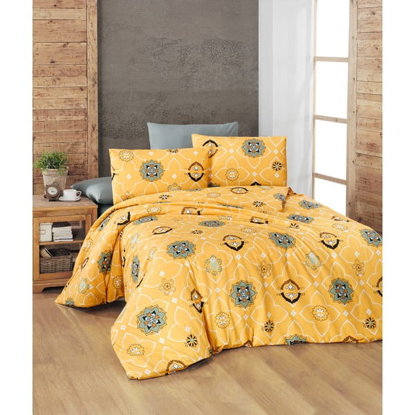 Biancheria da letto matrimoniale in cotone giallo Renforcé 200x200 cm Legend - Mijolnir