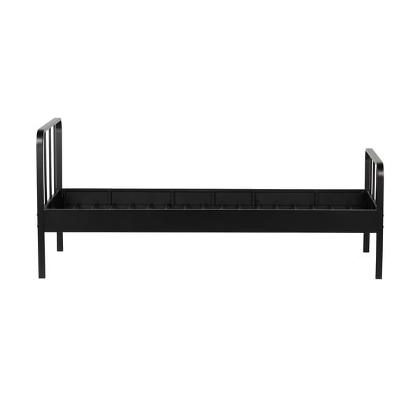 Letto singolo in metallo nero con griglia 90x200 cm Mees - WOOOD-image-1