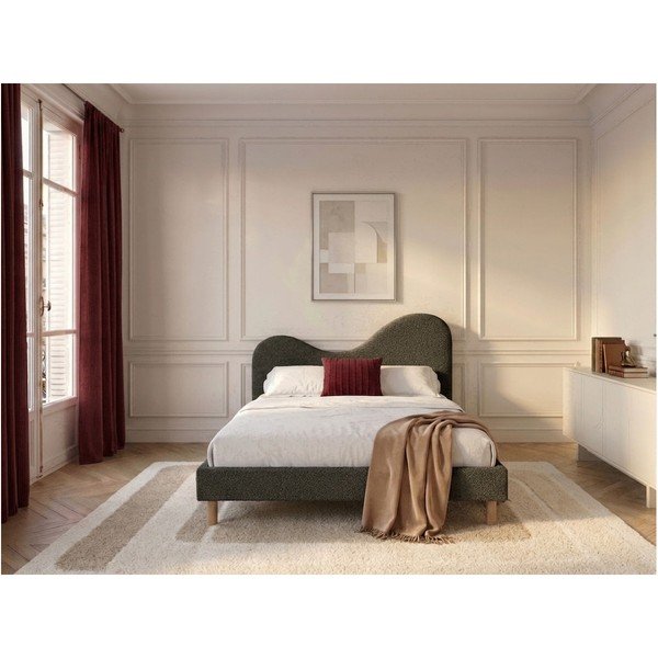 Letto matrimoniale imbottito verde imbottito con rete inclusa 180x200 cm Celina – Bobochic Paris-image-3