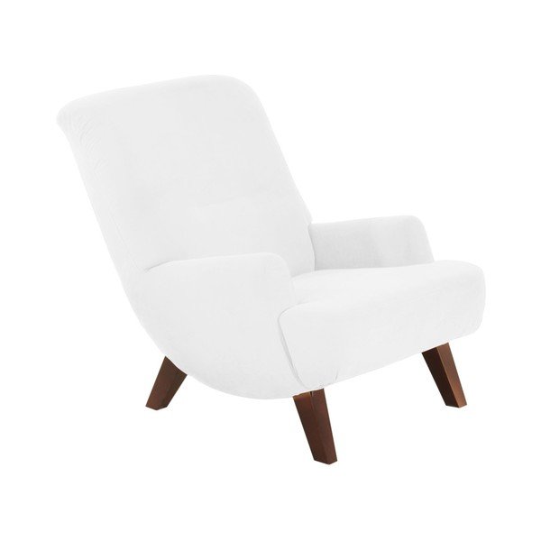 Poltrona crema con gambe marrone scuro Brandford Velor - Max Winzer