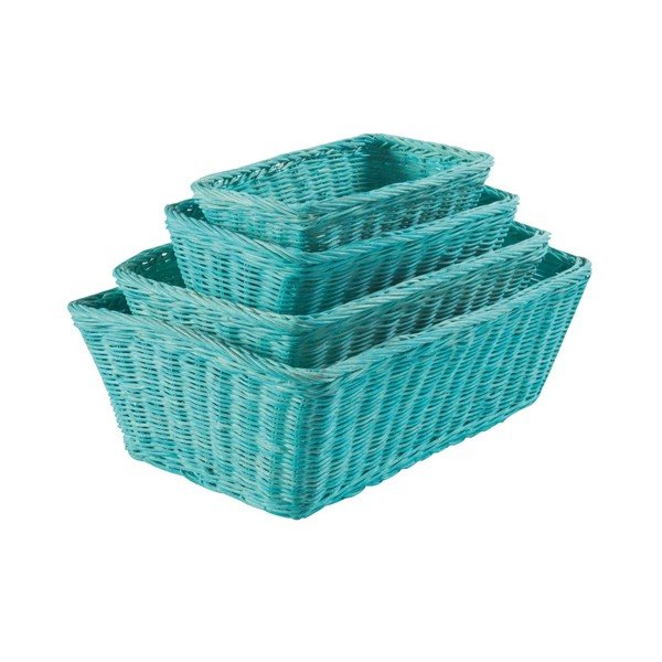 Set di 4 cesti in rattan turchese Saga - Compactor