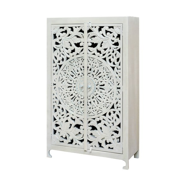 Armadio in legno di mango color crema 165x40 cm Kalita - Støraa-image-1