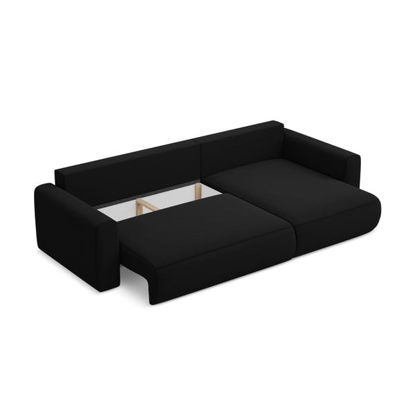 Divano angolare nero allungabile/con contenitore (con penisola a destra/con chaise lounge) con rivestimento in velluto Kapua – Makamii-image-4