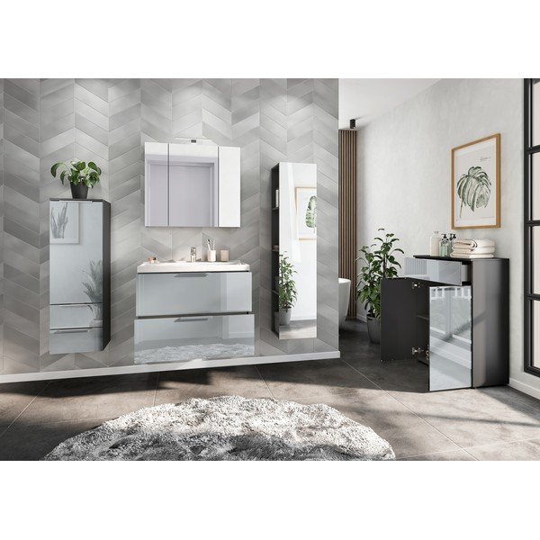 Mobile con lavello grigio lucido da appendere 81x65 cm Vasio – Germania-image-3