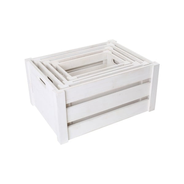 Set di 4 scatole di legno bianche Smooth - Legler