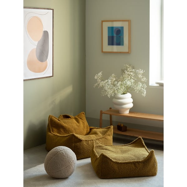 Pouf a sacco per bambini marrone con rivestimento in bouclé Chair – Wigiwama-image-3