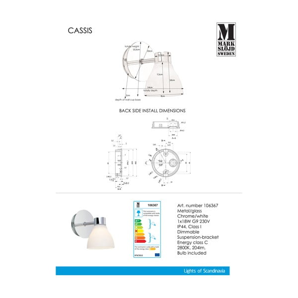 Lampada da parete Cassis - Markslöjd-image-4