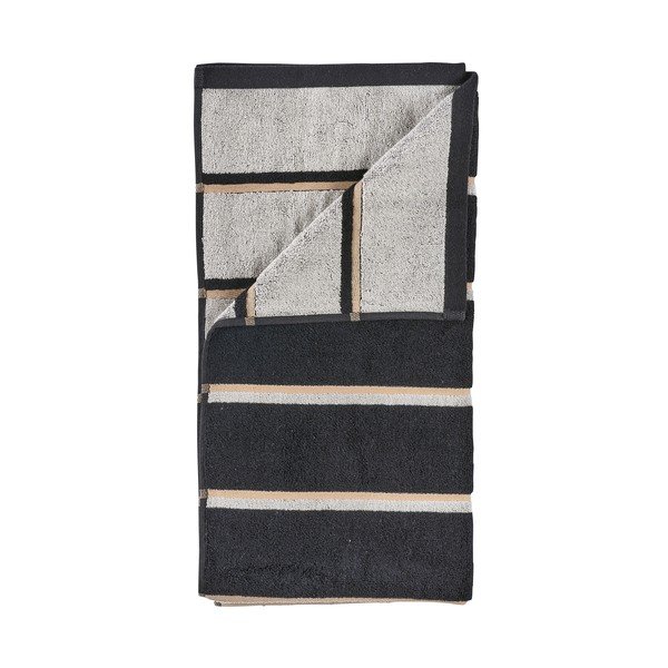 Asciugamano nero/grigio chiaro in cotone 70x140 cm Sauna – Zone