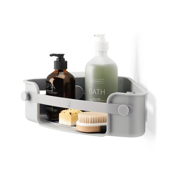 Mensola angolare grigia autoportante per bagno in plastica riciclata Flex Adhesive - Umbra-image-3