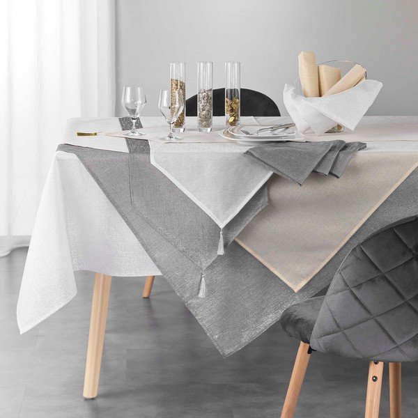 Tovaglioli in tessuto in set da 3 Silvery - douceur d'intérieur-image-3