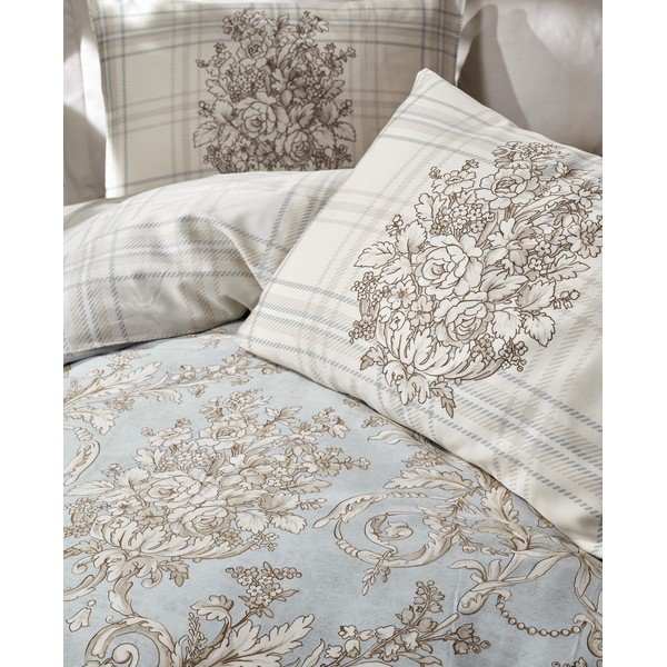 Biancheria da letto matrimoniale azzurro e beige in cotone sateen 240x220 cm Terry - Mijolnir-image-2