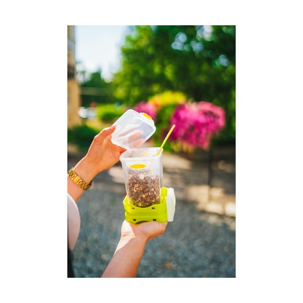 Cestino verde per pranzo e merenda con posate, , 650ml+230m Push&Push - Vialli Design-image-1