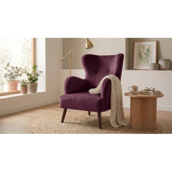 Poltrona in velluto viola Noemye - Bonami Essentials-image-1