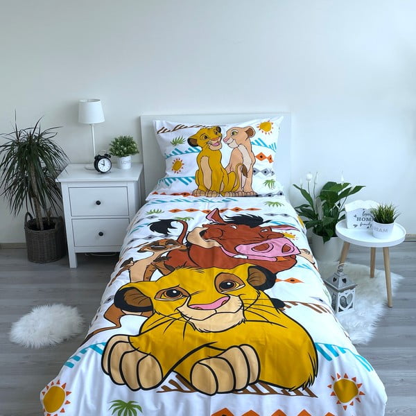 Biancheria da letto per bambini in cotone per letto singolo 140x200 cm Lion King Africa - Jerry Fabrics-image-1
