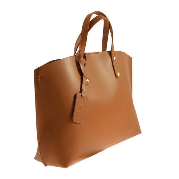 Borsa City in pelle marrone cognac - Chicca Borse-image-1