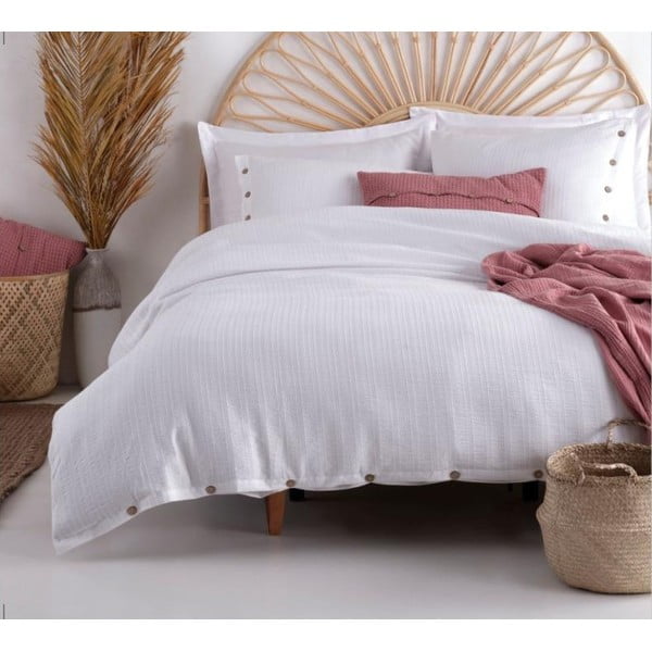 Set copripiumino e federa bianco in cotone renforcé per letto singolo 140x200 cm Como Striped – Mila Home Luxury