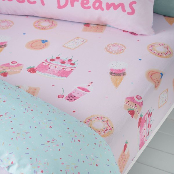 Lenzuolo con angoli per bambini rosa per letto singolo 90x190 cm Sweet Treats – Catherine Lansfield-image-1
