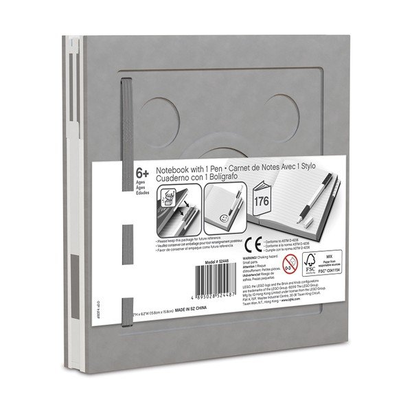 Quaderno quadrato grigio chiaro con penna gel , 15,9 x 15,9 cm - LEGO®-image-2