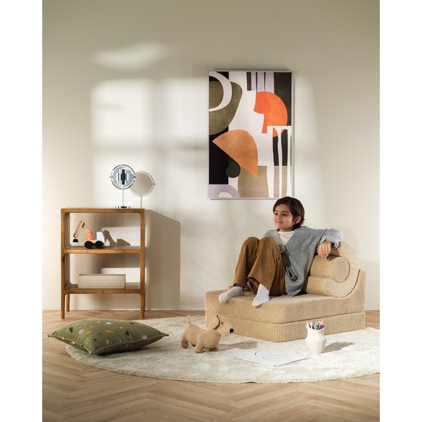 Poltrona per bambini marrone chiaro con rivestimento in velluto a coste Flipster – Wigiwama-image-3