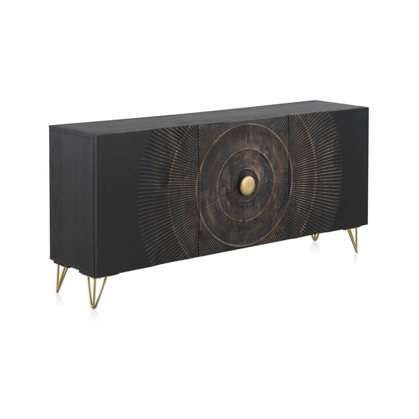 Cassettiera bassa nera in legno di mango 160x75 cm Mango - Geese-image-2