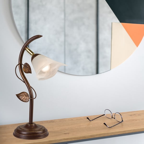 Lampada da tavolo marrone scuro con paralume in vetro, altezza 40 cm Bluszcz - LAMKUR-image-2