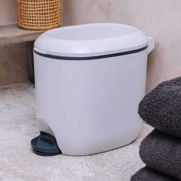 Cestino per la spazzatura in plastica bianco con pedale 3,5 l – Addis-image-1