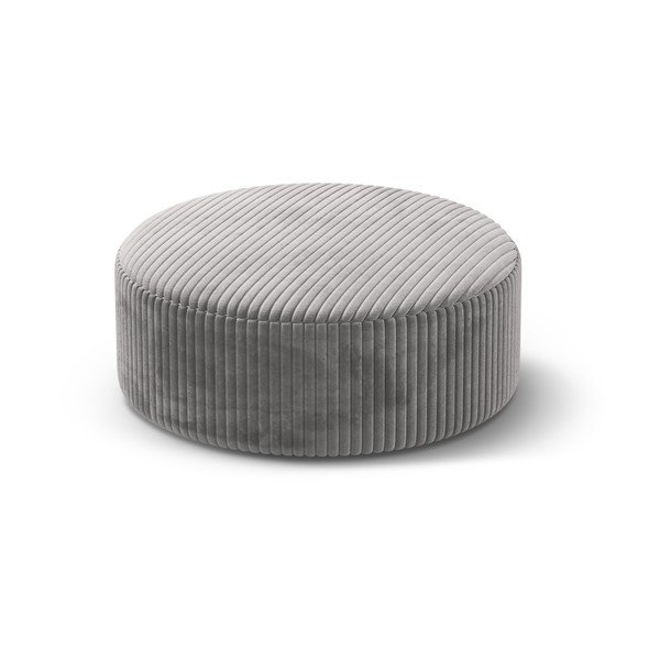 Poggiapiedi grigio chiaro con rivestimento in velluto a coste Dia – Micadoni 