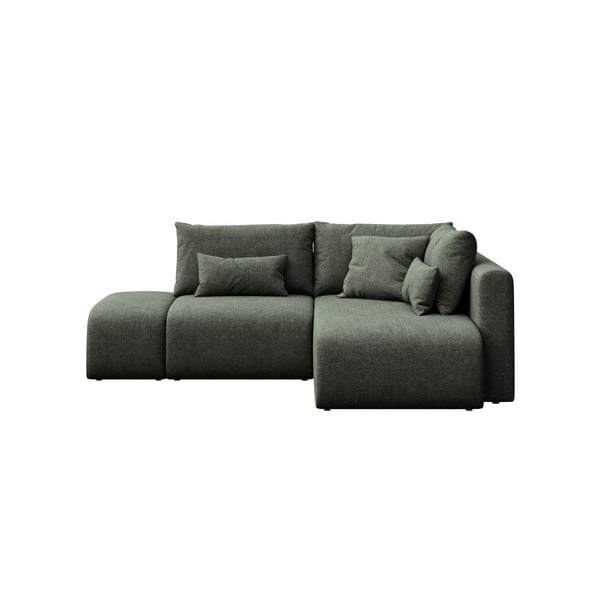 Divano letto angolare verde con contenitore (angolo destro con lettino) Lumine - Ghado