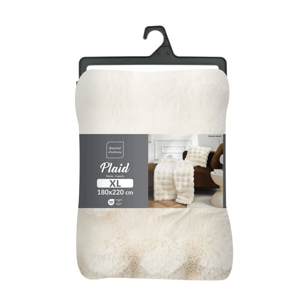 Coperta color crema in micropile 180x220 cm Mounty – douceur d'intérieur-image-4