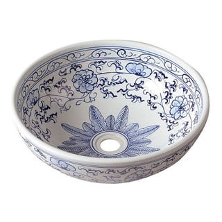 Lavabo rotondo bianco/blu in ceramica ø 41 cm Priori – Sapho