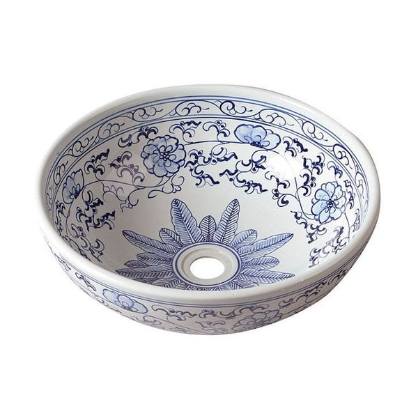 Lavabo rotondo bianco/blu in ceramica ø 41 cm Priori – Sapho