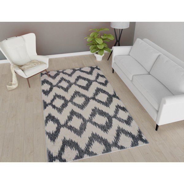 Tappeto lavabile bianco/blu scuro 80x200 cm - Vitaus-image-1