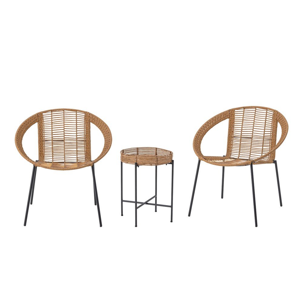 Set di mobili da giardino di colore naturale in rattan artificiale per 2 persone Dudine – Bloomingville | Set di mobili da giardino