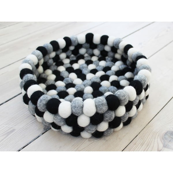 Cestino portapalloni in lana bianco e nero Cestino portapalloni, ⌀ 28 cm - Wooldot