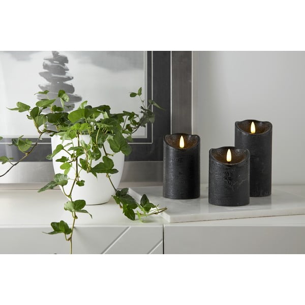 Candela LED in cera nera, altezza 15 cm Flamme Rustic - Star Trading-image-3