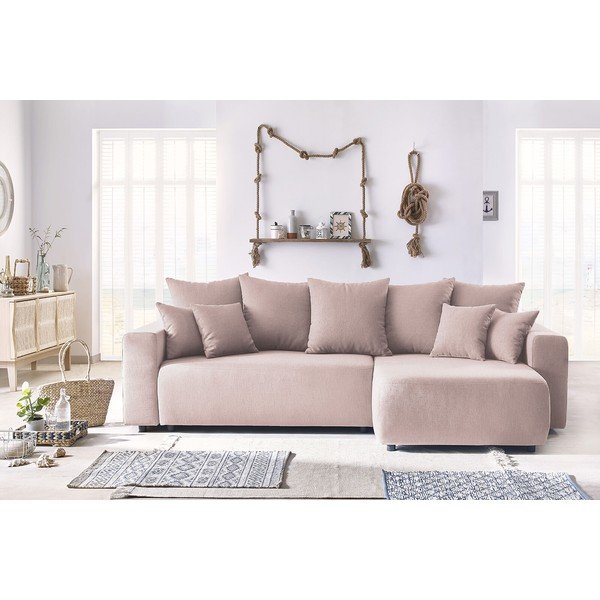 Divano letto Envy rosa chiaro divano angolare bifacciale Envy - Bobochic Paris-image-1