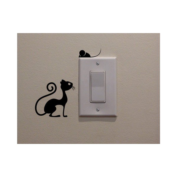 Adesivo decorativo Cat & Mouse, altezza 11 cm - Evila Originals