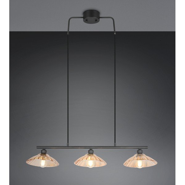 Lampadario nero/color ambra in metallo con paralume in vetro Eluna – Reality-image-1