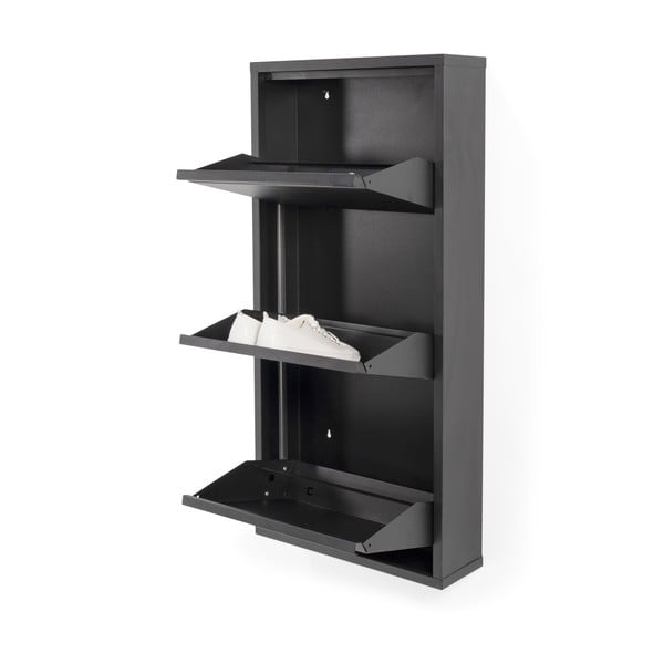 Scarpiera nera in metallo con ante ribaltabili 50x103x15 cm Billy – Spinder Design-image-2