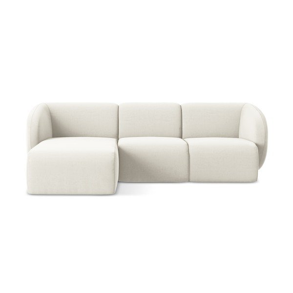 Divano angolare beige (con penisola a sinistra/con chaise lounge) con rivestimento in velluto Lani – Makamii